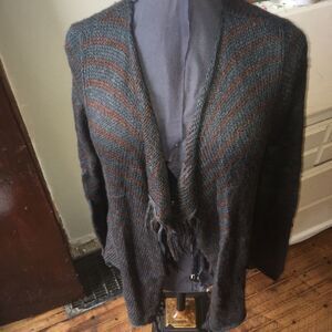 Wooden Ships striped luxe soft drape front cardigan